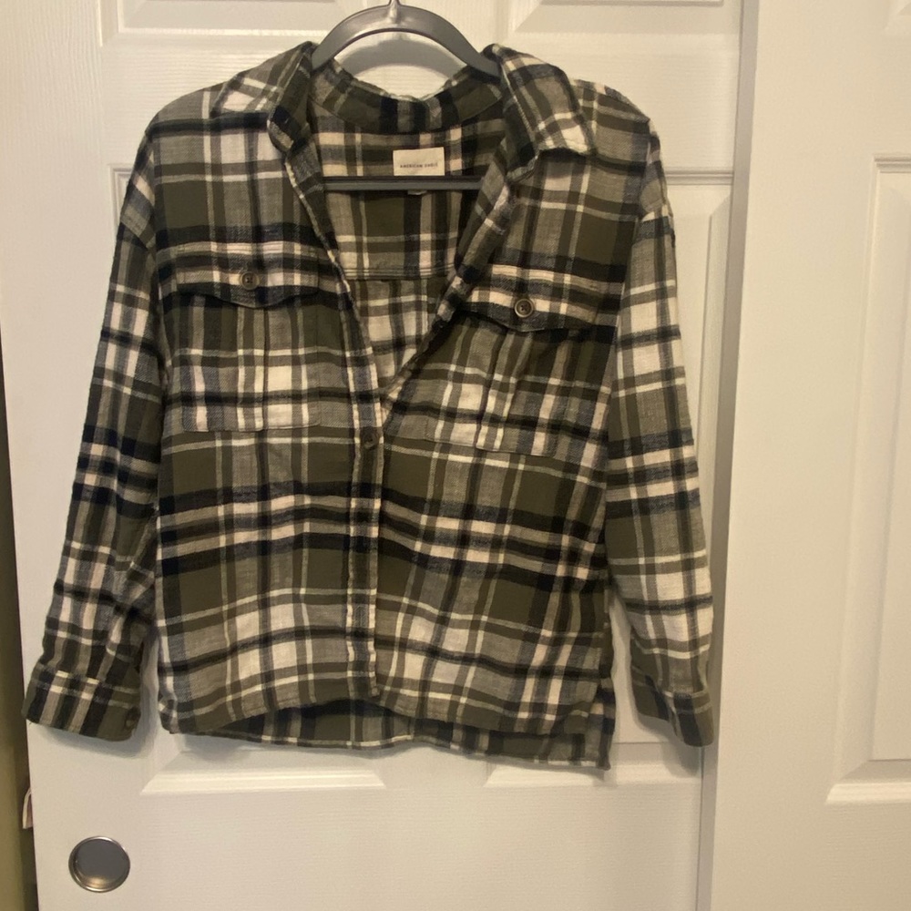 Green multi American Eagle flannel